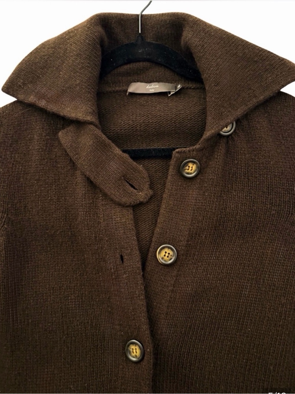 Kulson - Chocolate Brown Cashmere Blend Cardigan, Size M
